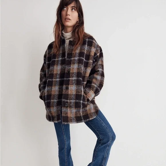 Madewell The Belrose Shacket Shirt Jacket in Cassel Plaid - Picture 2 of 13